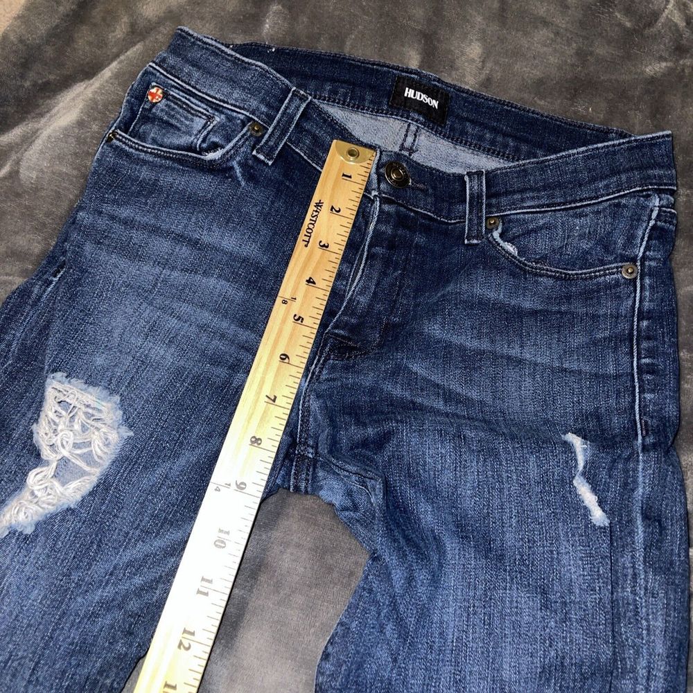 Hudson Krista Super Skinny Distressed Ankle Blue Stretch Denim Jeans Women's 27 - Picture 9 of 10